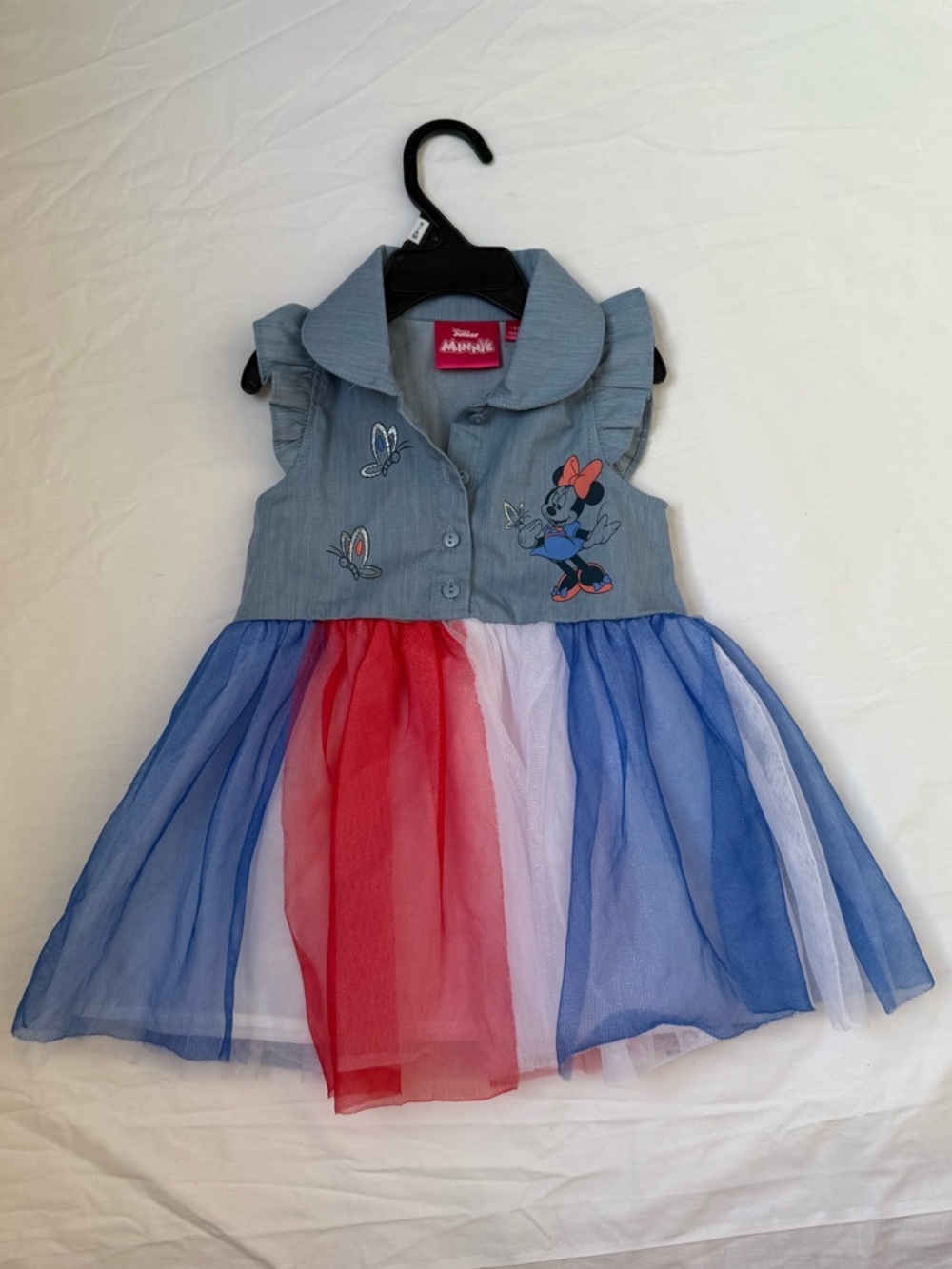 Disney Minnie Mouse Light Blue Denim-Style Button Shirt